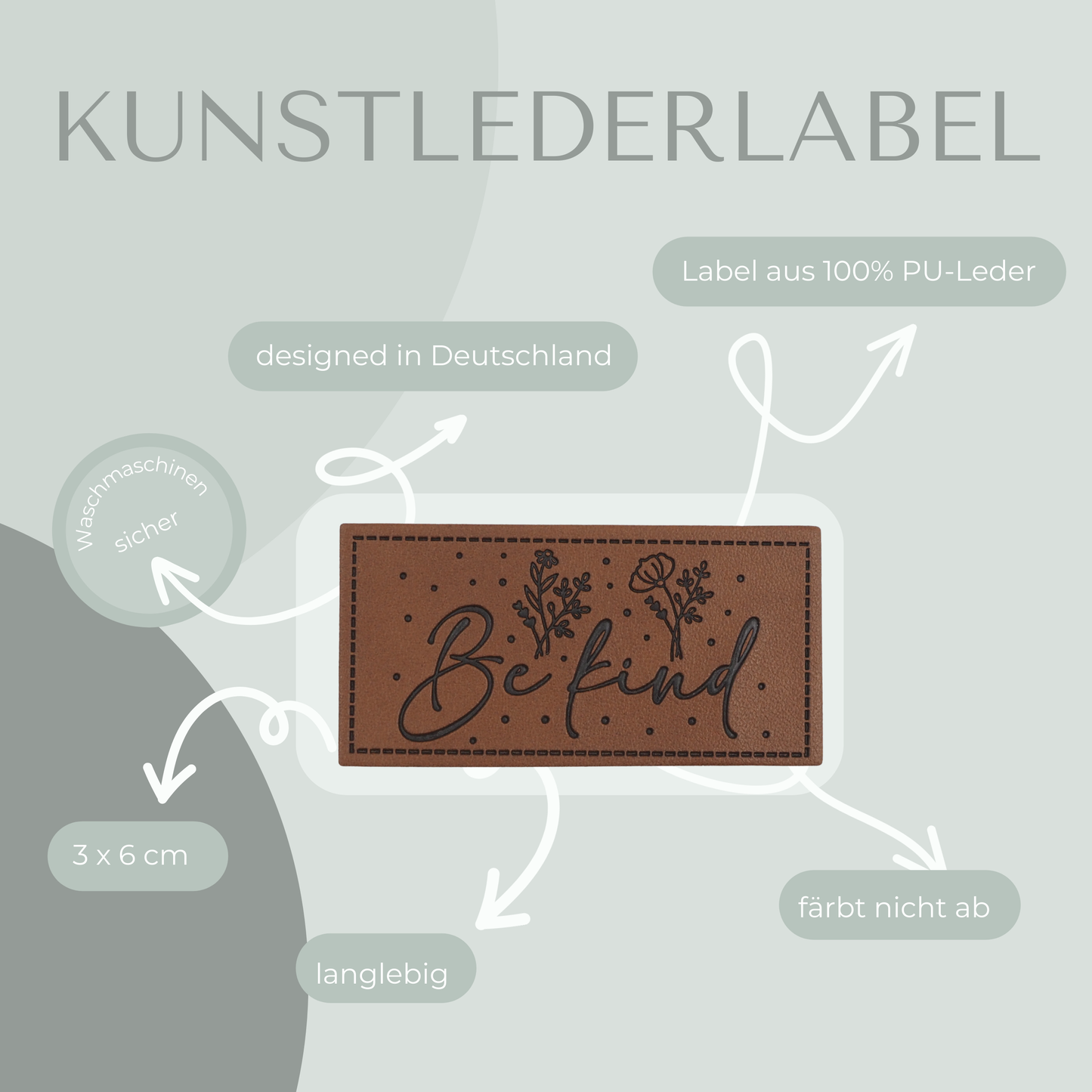 Be kind Kunstlederlabel Kunstleder Label Eigenproduktion