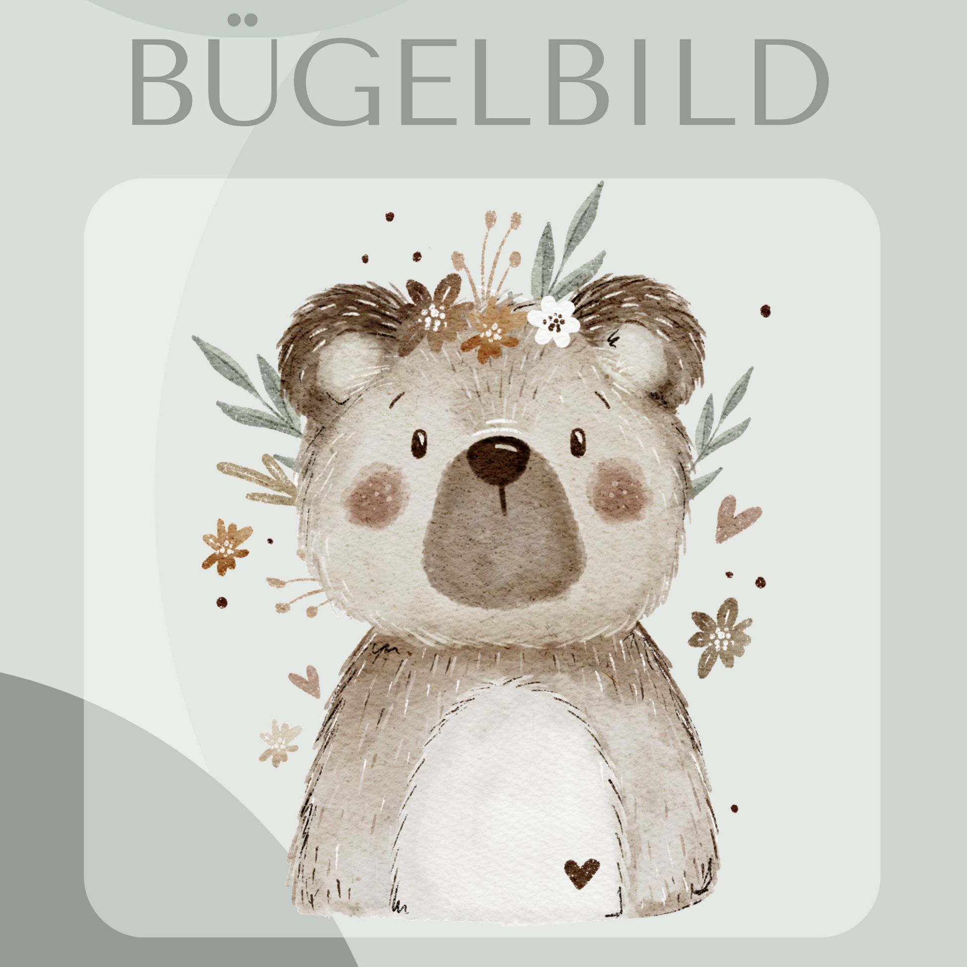 Bügelbild Bär mit Blumen