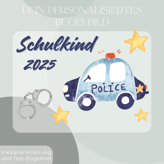 Bügelbild-Set Schulkind 2025 Polizei