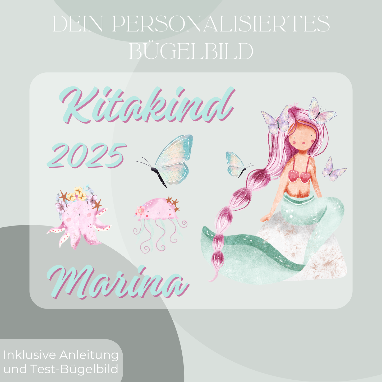 Personalisiertes Bügelbild-Set Kitakind 2025 Meerjungfrau II
