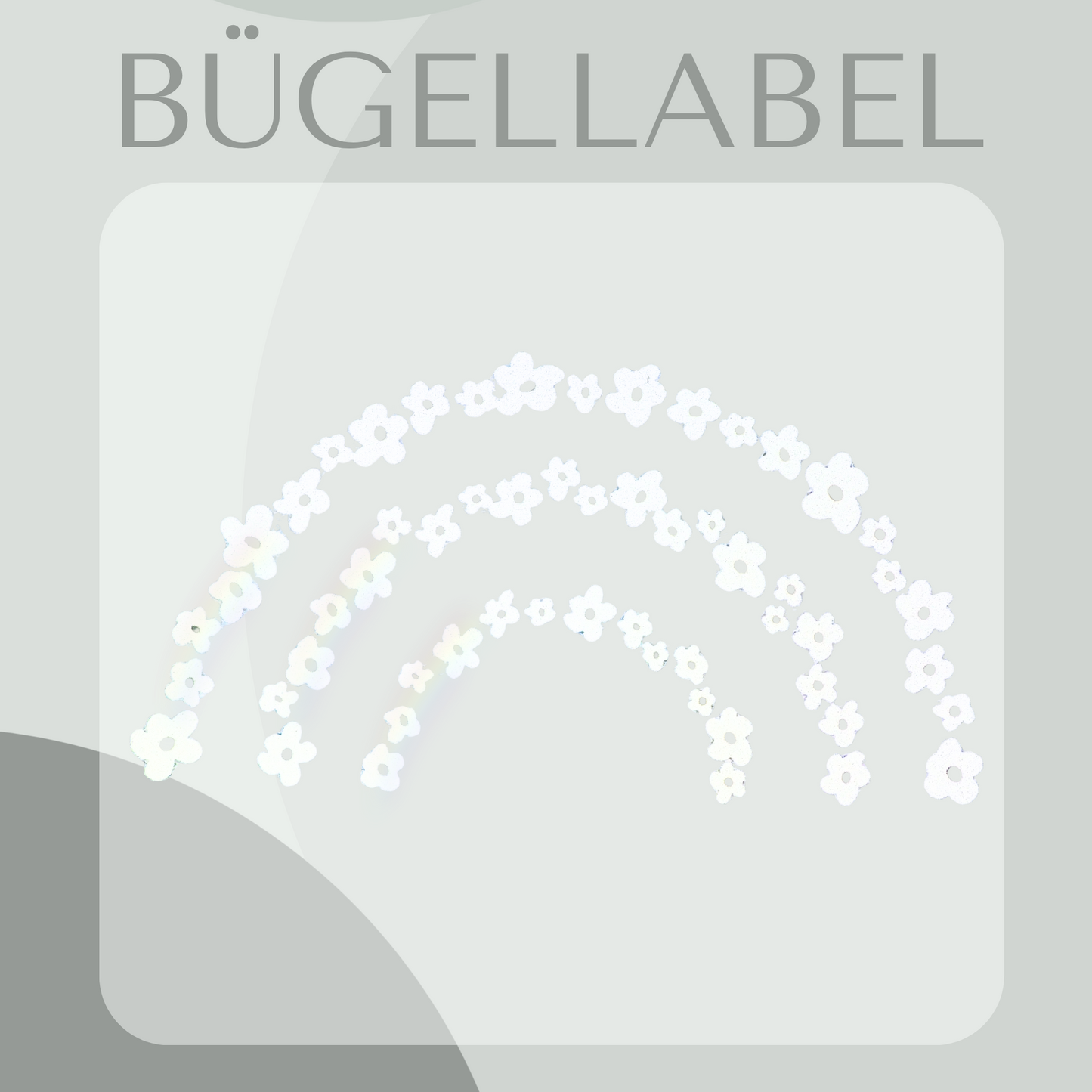 Bügellabel Reflektor Regenbogen Blumen