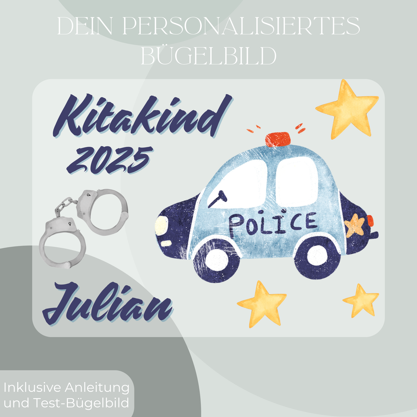 Personalisiertes Bügelbild-Set Kitakind 2025 Polizei