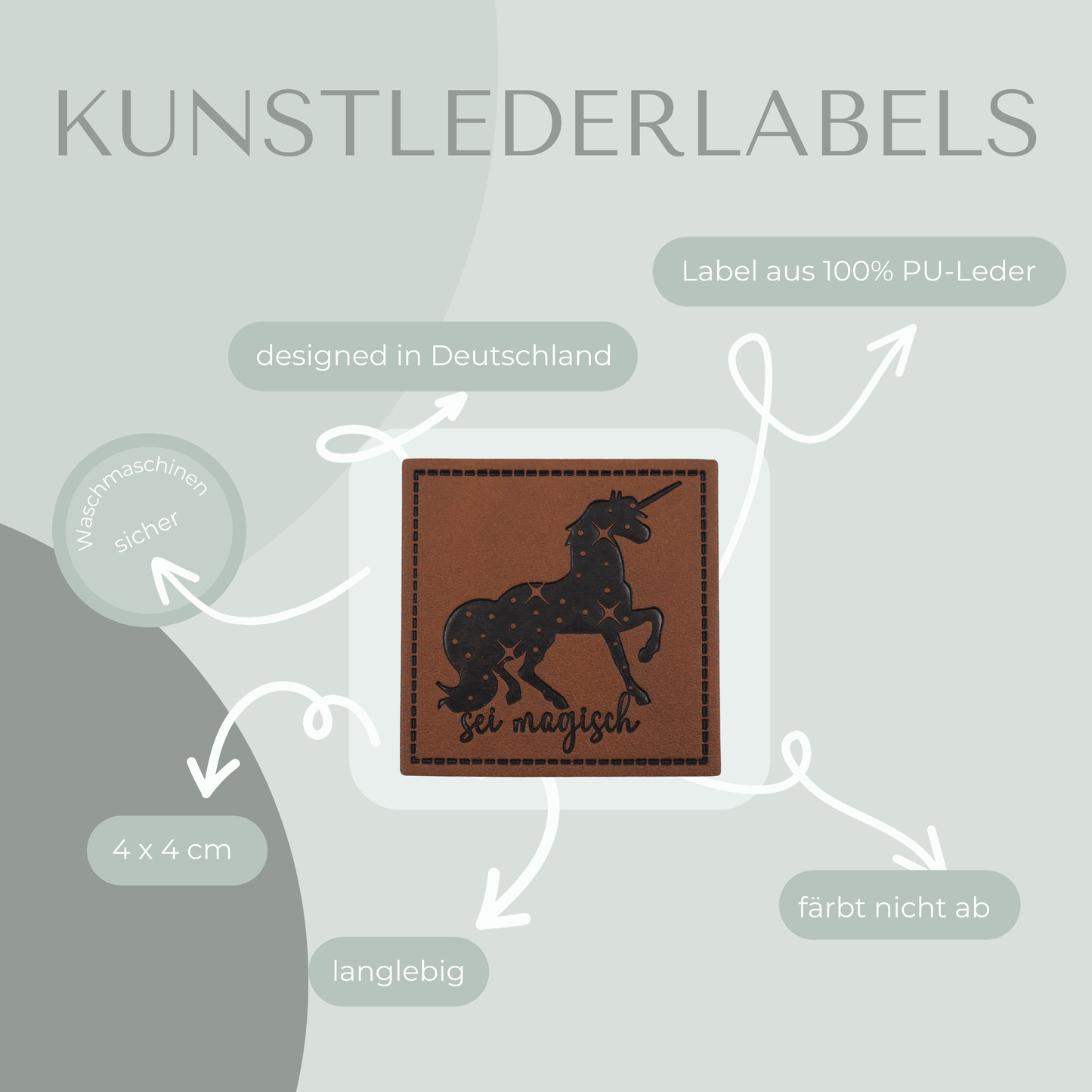 sei magisch Kunstlederlabel Kunstleder Label Eigenproduktion