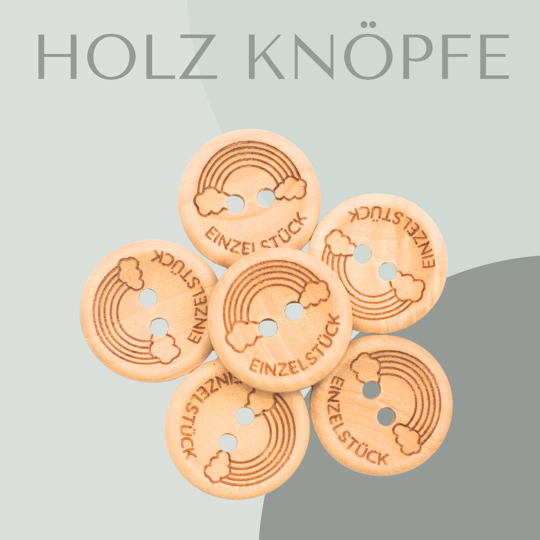 Einzelstück, Regenbogen, Holzknopf 