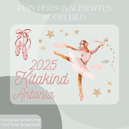 Personalisiertes Bügelbild-Set Kitakind 2025 Ballerina