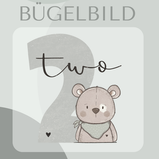 Bügelbild Geburtstagszahl 2 mit Mäuse Junge 
