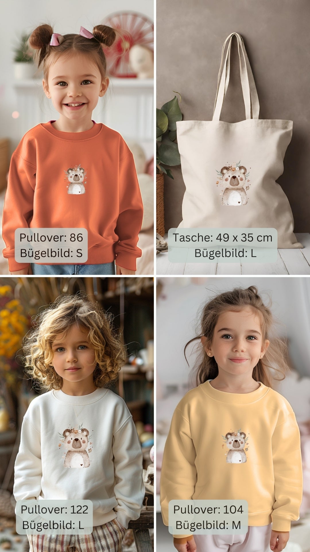 Bär mit Blumen Bügel-Bild Bügelbild Eigenproduktion