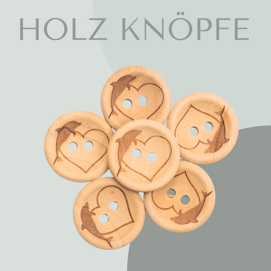 Delfin mit Herz, Holzknopf 