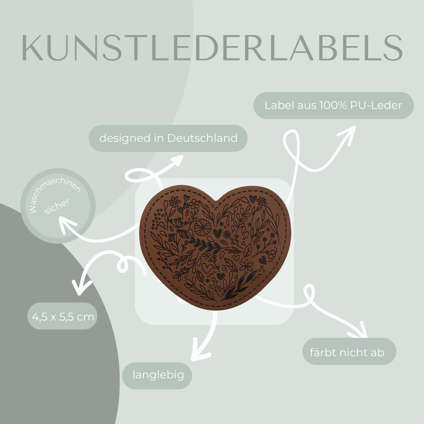 Herz Kunstlederlabel Kunstleder Label Eigenproduktion