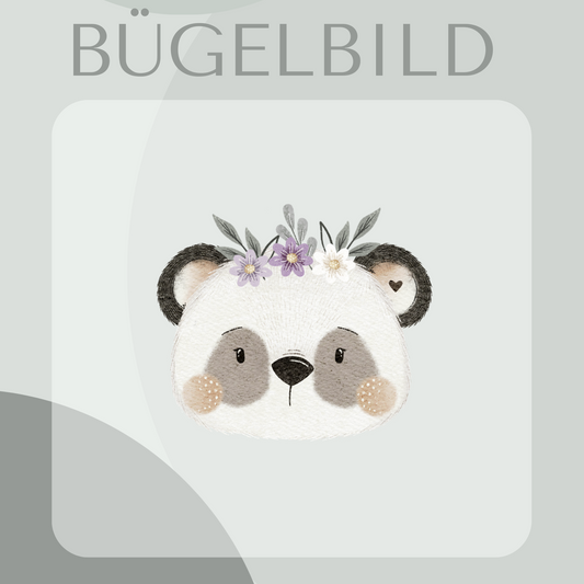 Bügelbild Panda Blumen