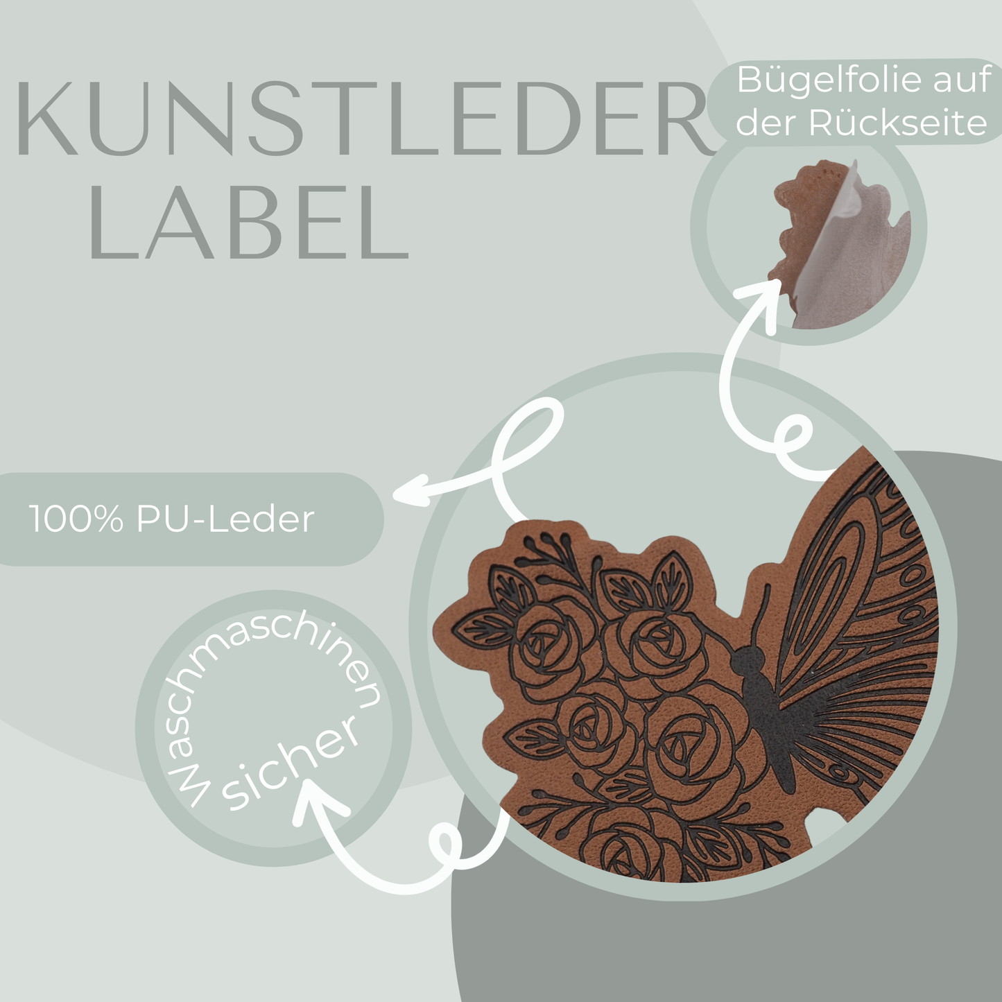 Schmetterling Kunstlederlabel Kunstleder Label Eigenproduktion