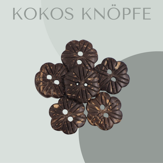 Kokosknopf Blumenform 15mm