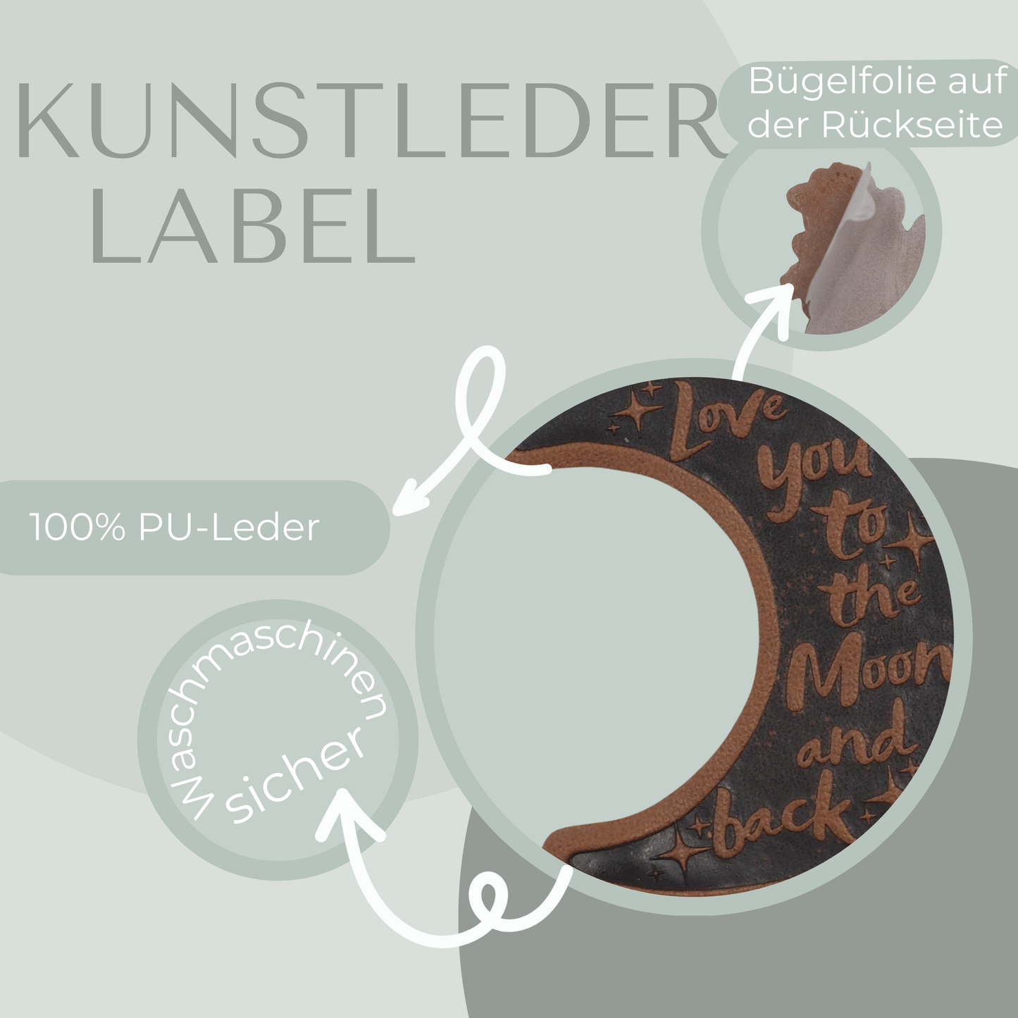 Love you to the moon and back Kunstlederlabel Kunstleder Label Eigenproduktion