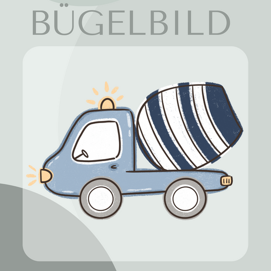 Bügelbild Betonmischer blau