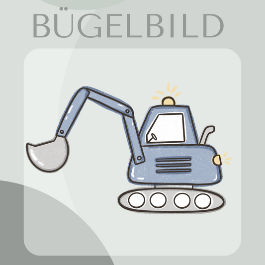 Bügelbild Bagger blau