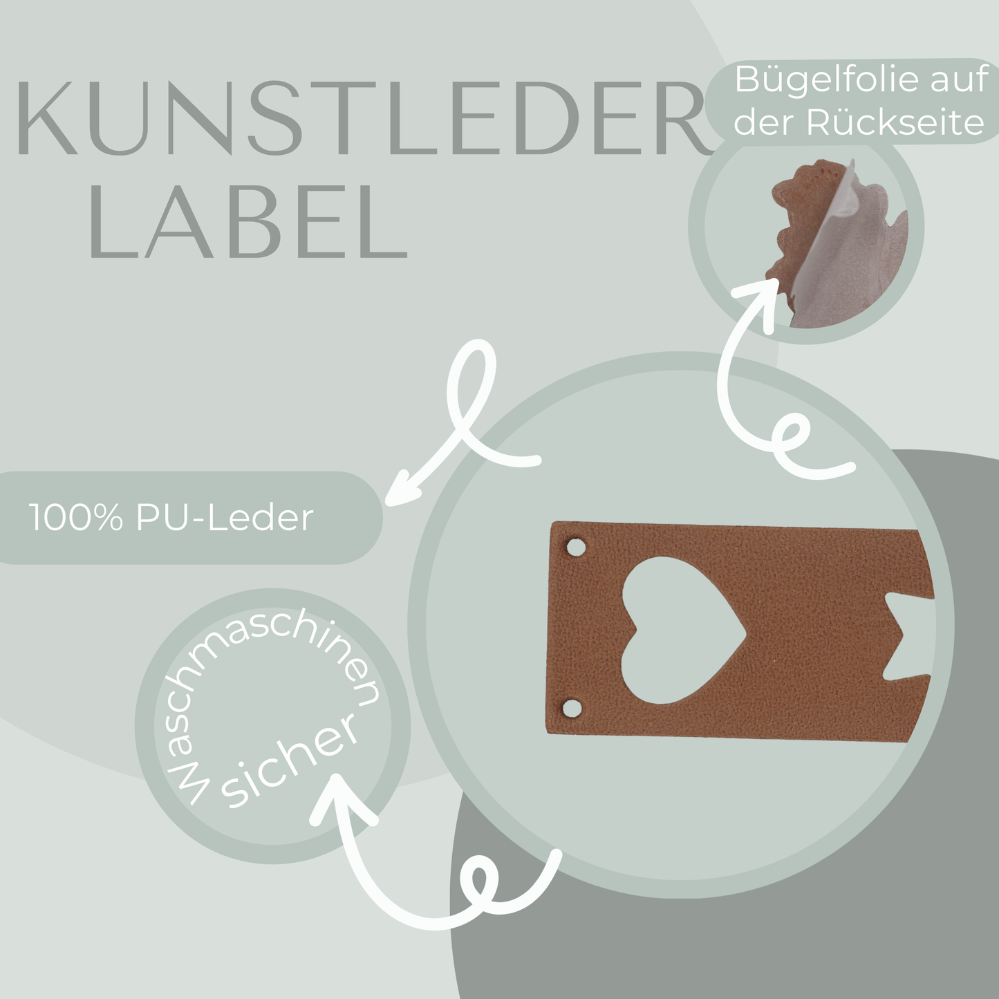 Herz Stern Wende-Knick-Label Kunstlederlabel Eigenproduktion