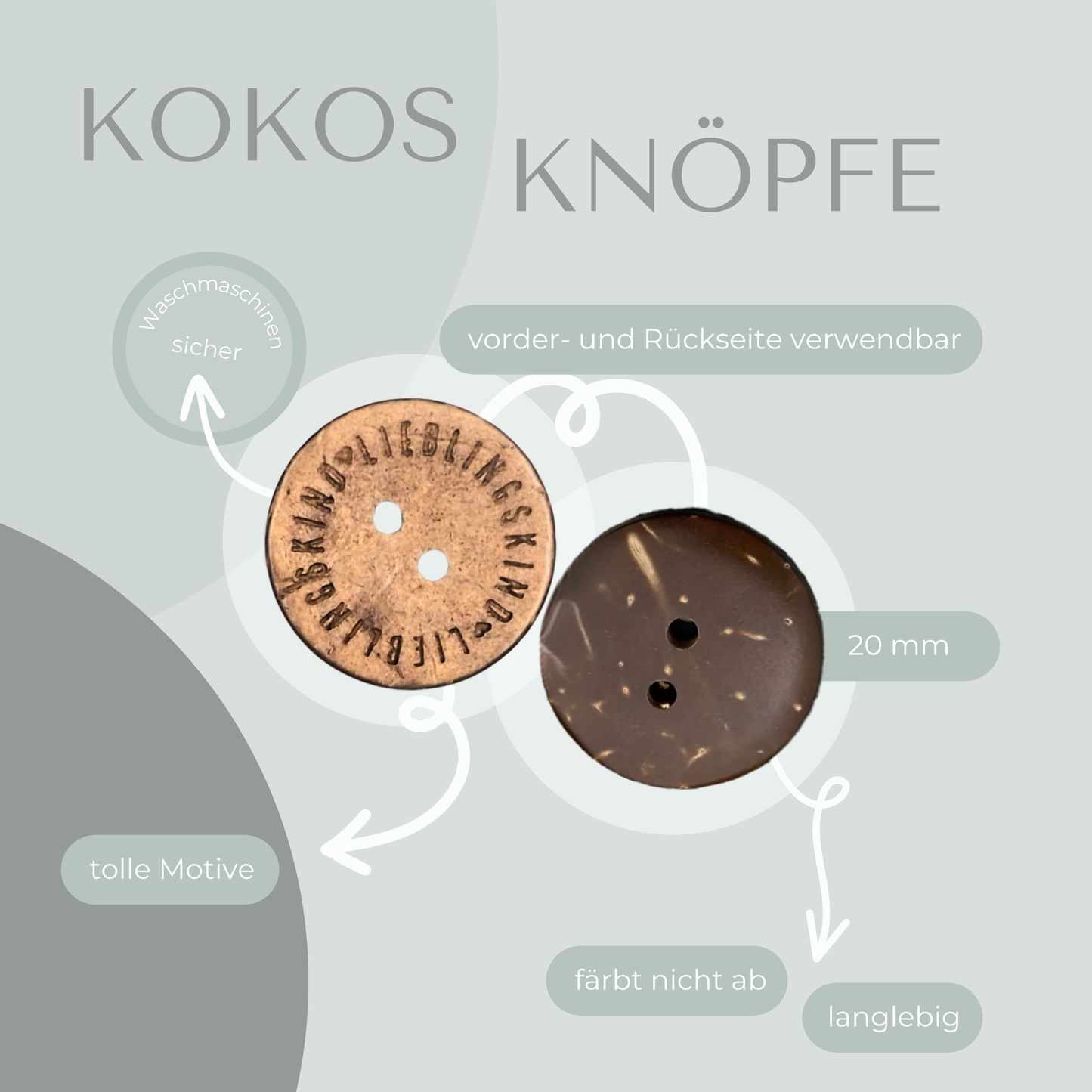 Eigenproduktion Kokosknopf Lieblingskind 20mm