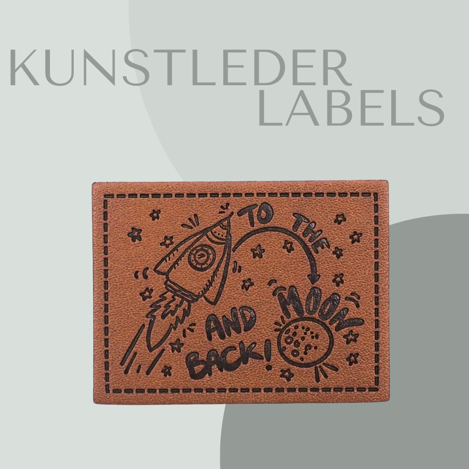 To the moon and back - Kunstlederlabel Kunstleder Label Eigenproduktion