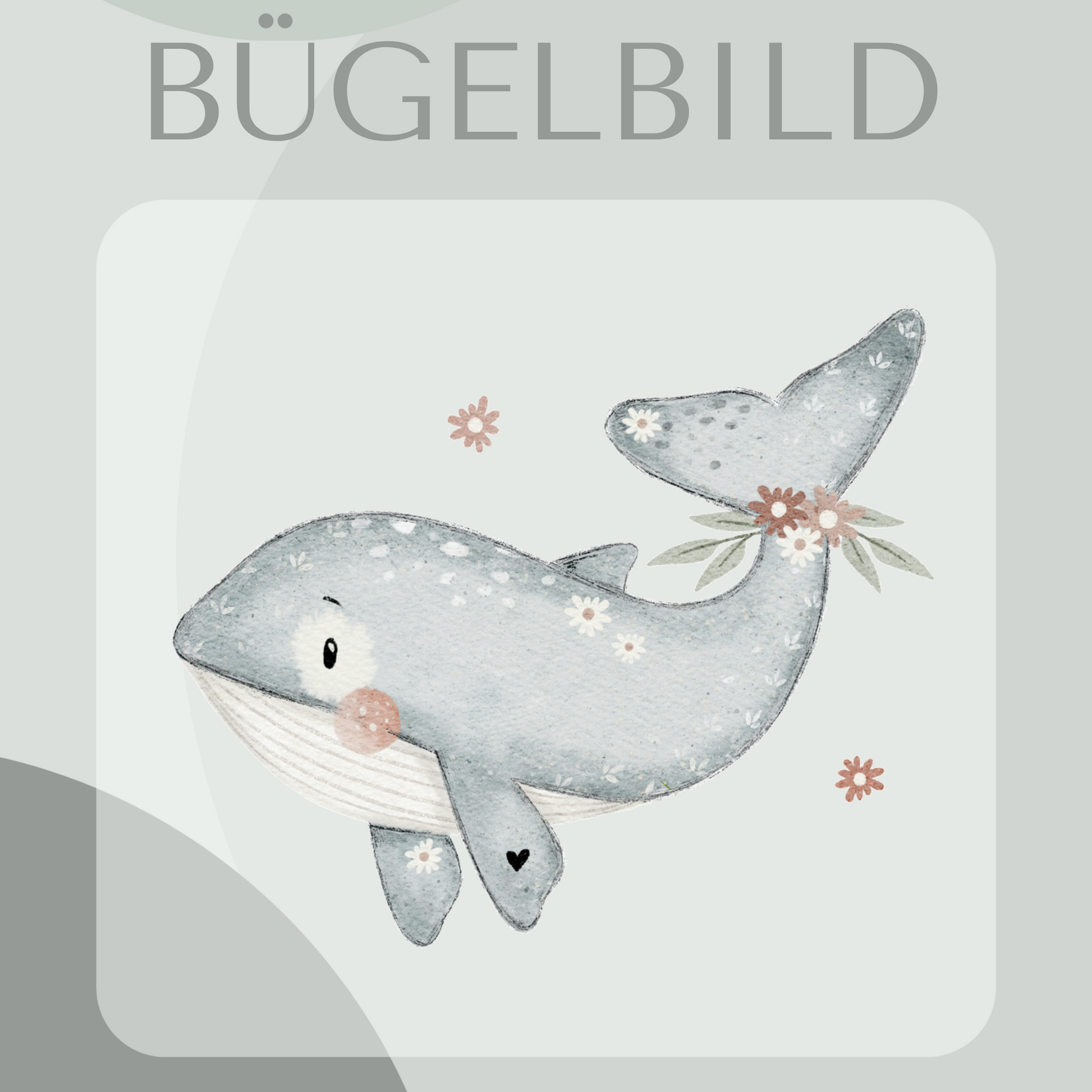Bügelbild Wal floral