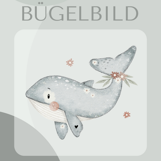 Bügelbild Wal floral