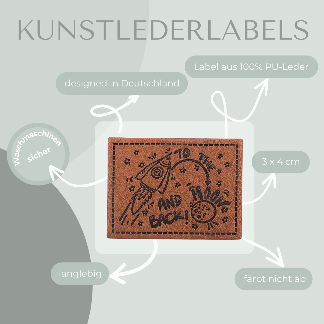 To the moon and back - Kunstlederlabel Kunstleder Label Eigenproduktion