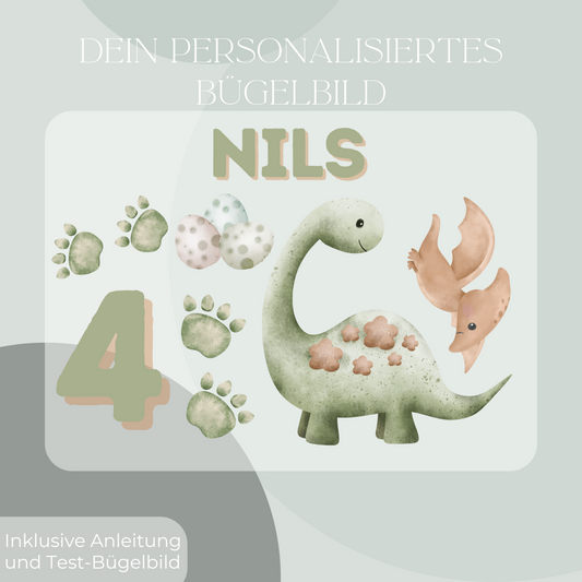 Personalisiertes Bügelbild-Set Dinosaurier