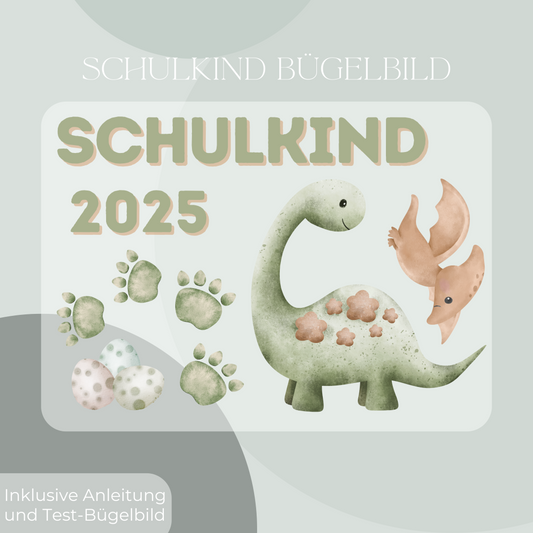 Bügelbild-Set Schulkind 2025 Dinoaurier