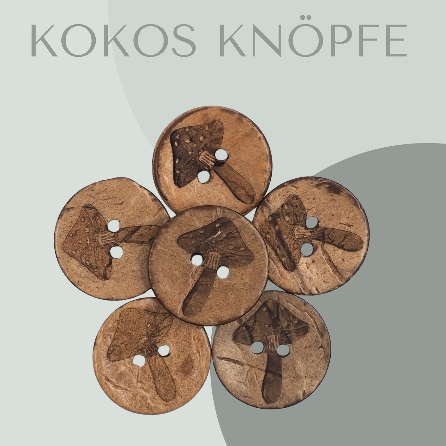 Eigenproduktion Kokosknopf Pilz 20mm