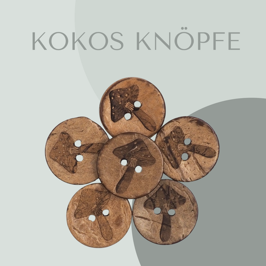 Eigenproduktion Kokosknopf Pilz 20mm