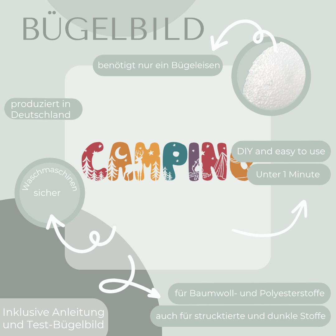 Camping Bügelbild Eigenproduktion