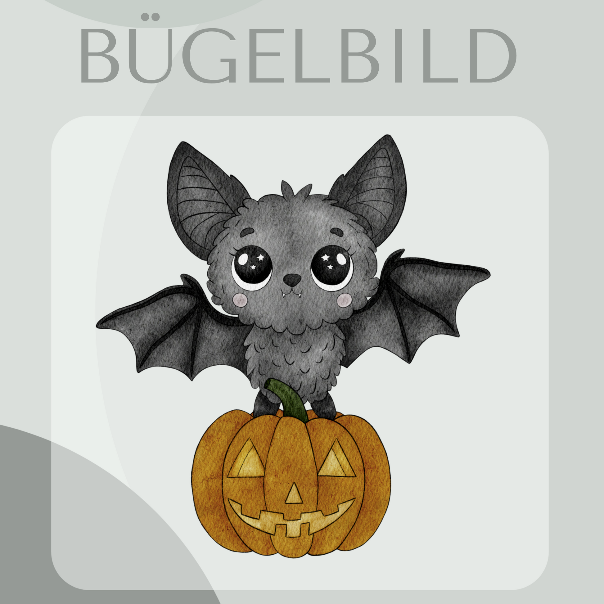 Bügelbild Fledermaus mit Kürbis