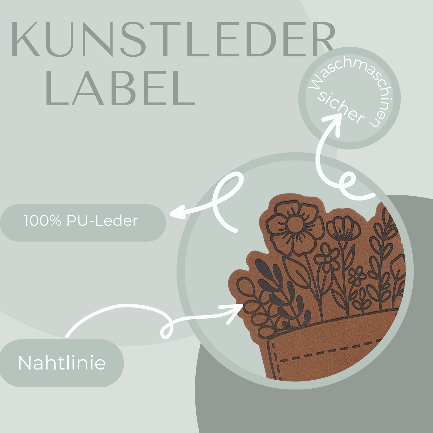 Brusttasche Blumen Kunstlederlabel Kunstleder Label Eigenproduktion