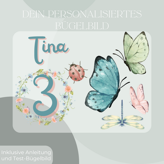 Personalisiertes Bügelbild-Set Schmetterlinge