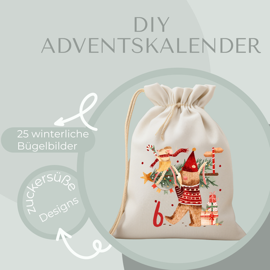 DIY Adventskalender mit eigenen winterlichen Bügelbildern.