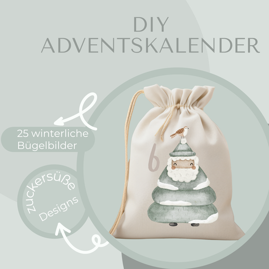 DIY Adventskalender mit eigenen winterlichen Bügelbildern,
