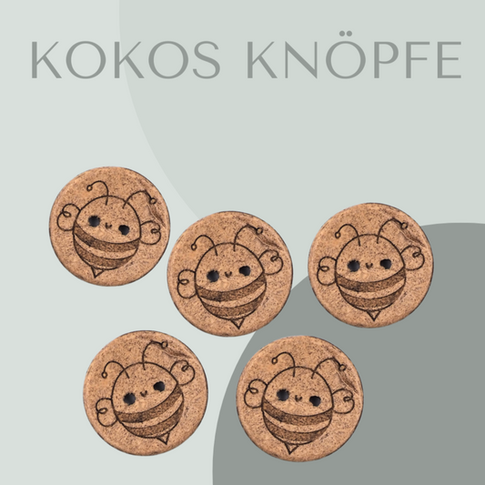 Eigenproduktion Kokosknopf Biene 20mm