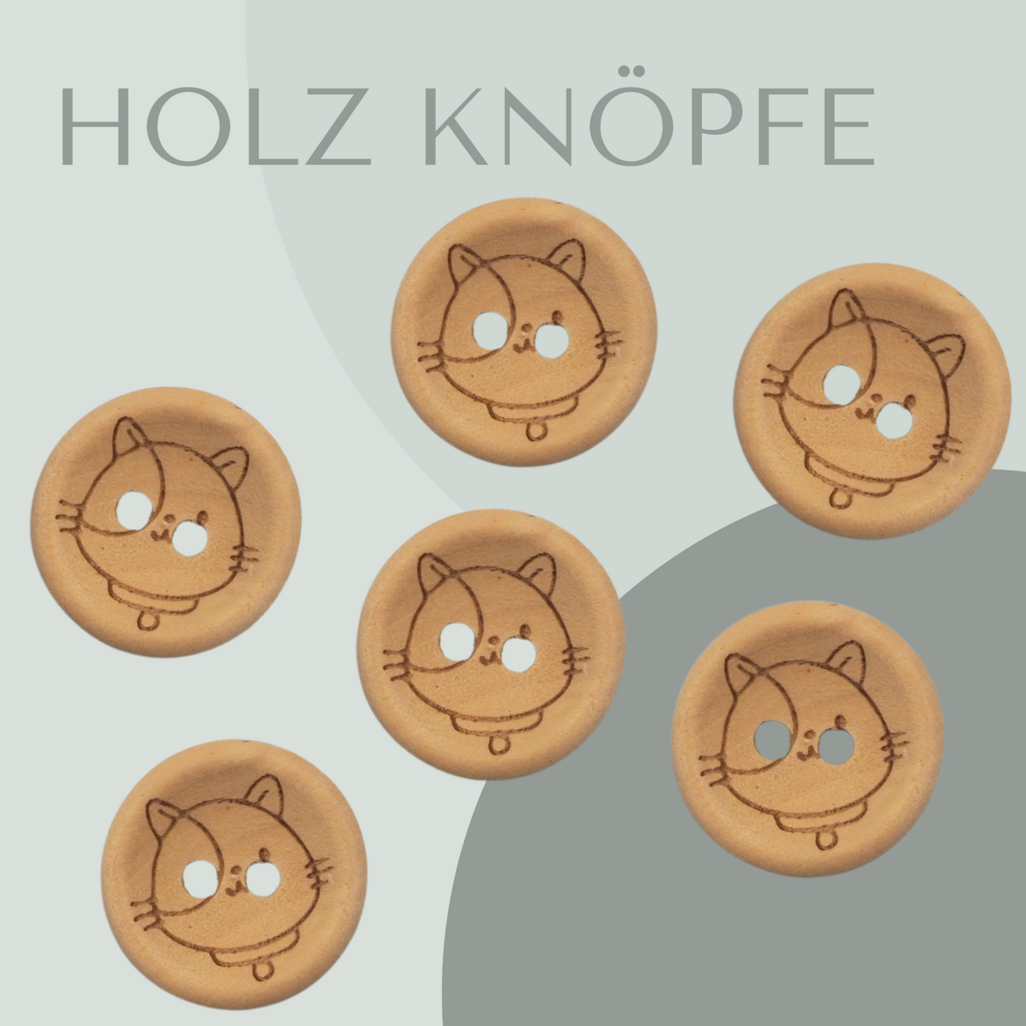 Eigenproduktion Holzknopf Katze 20mm