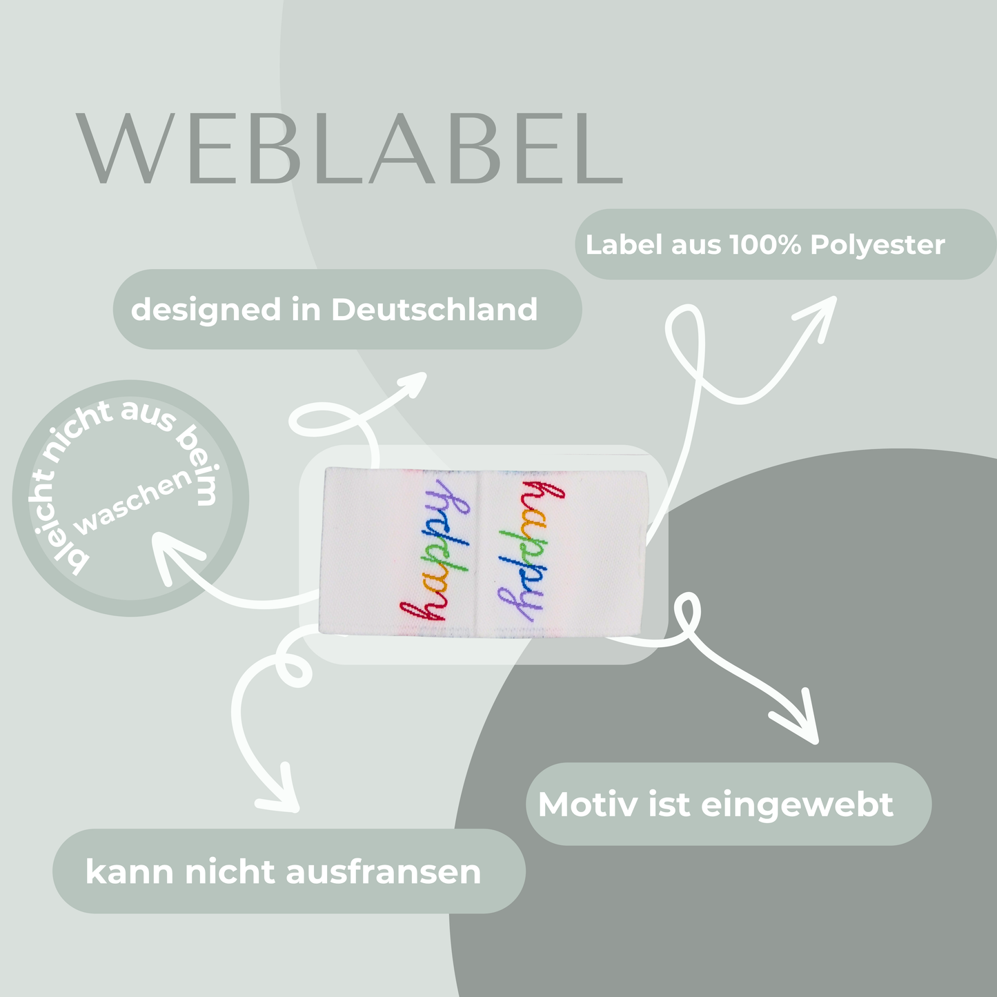 happy Web Label gewebt Eigenproduktion
