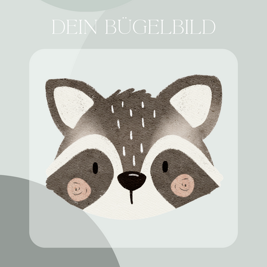 Waschbärkopf, Bügelbild