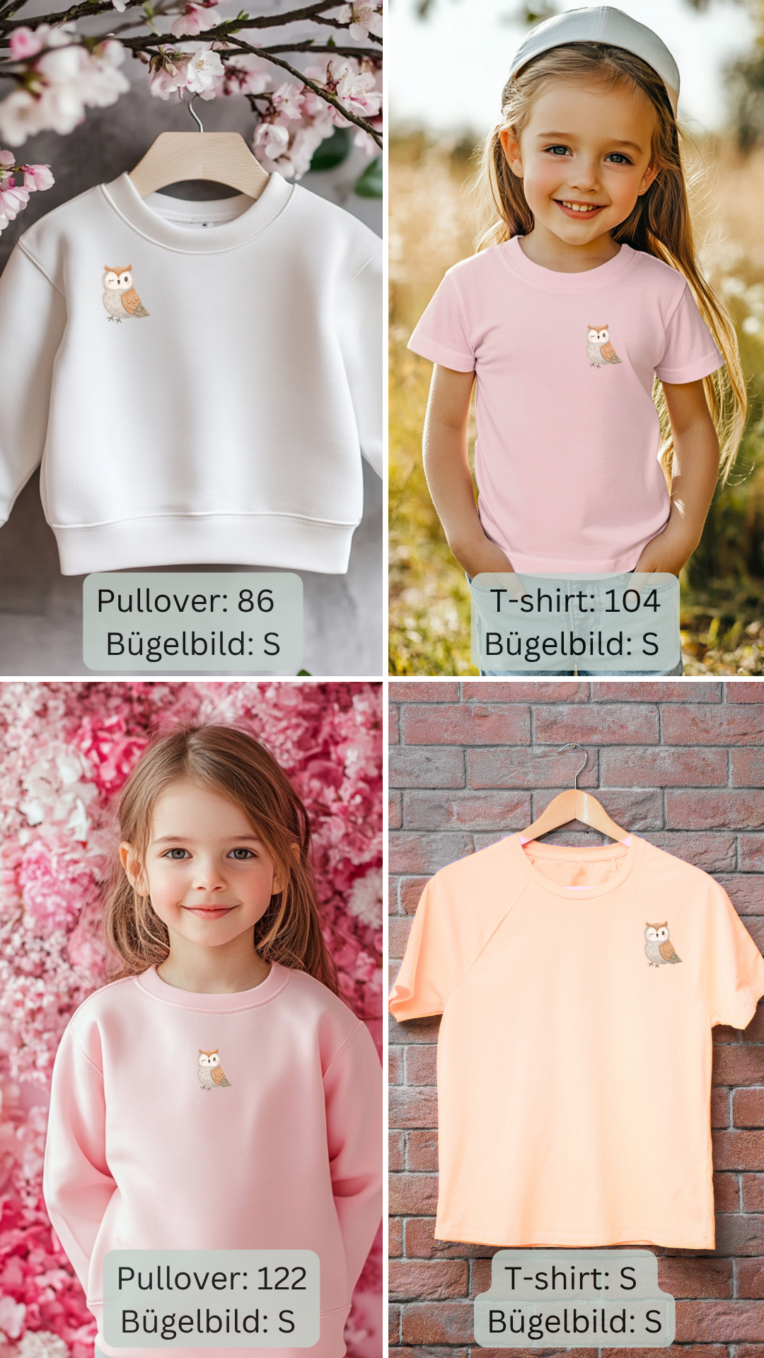 Eulen Bügelbild Eigenproduktion