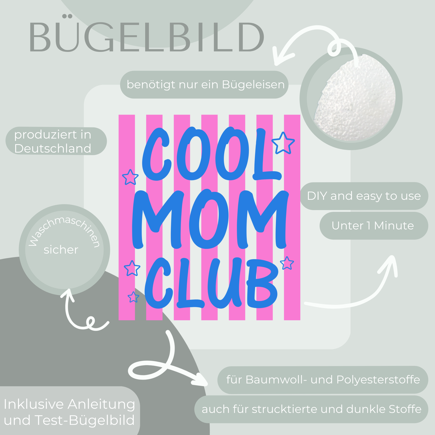 Cool Mom Club Bügelbild Eigenproduktion