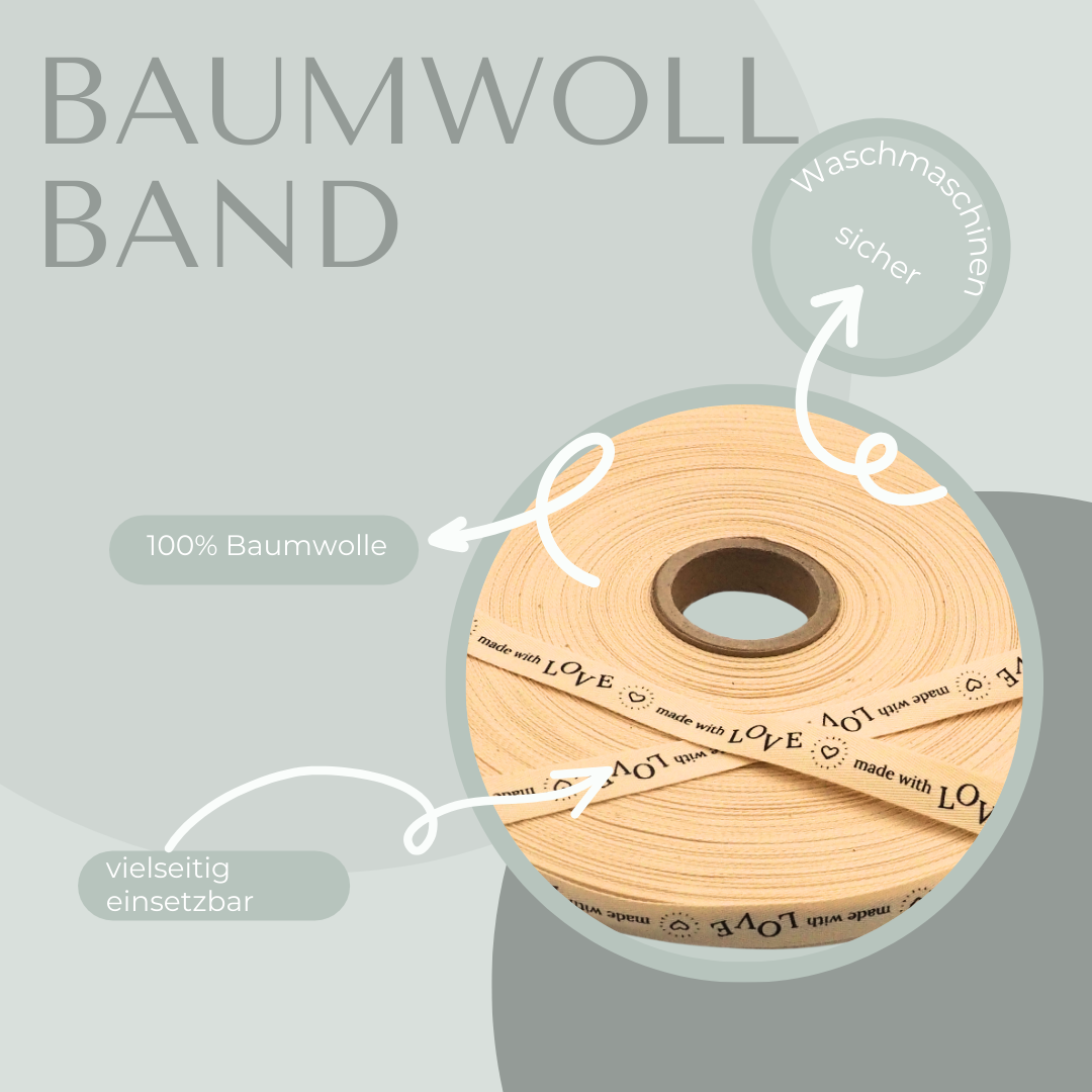 “made with LOVE“  Baumwollband