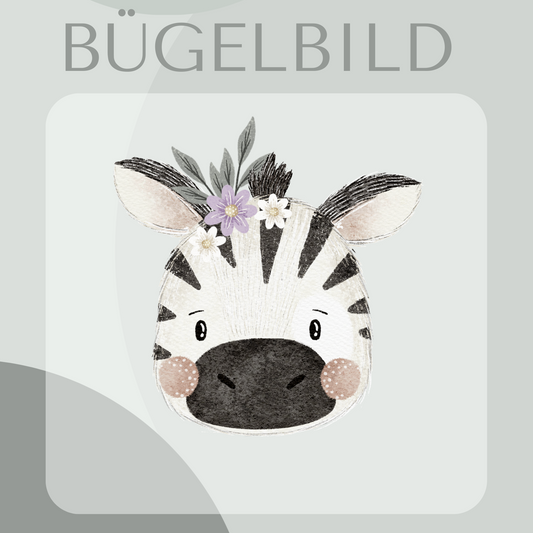 Bügelbild Zebra mit Blumen