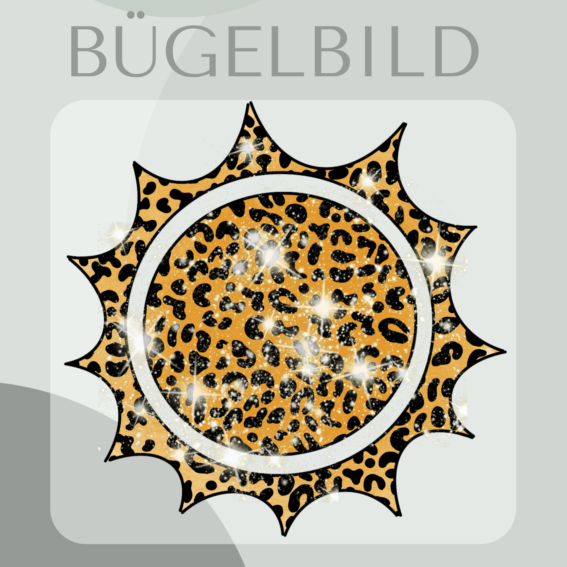 Bügelbild Sonne Leopard Glitzernd