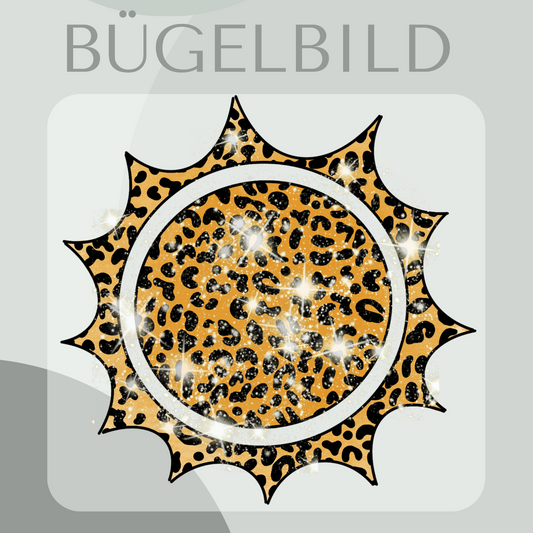 Bügelbild Sonne Leopard Glitzernd