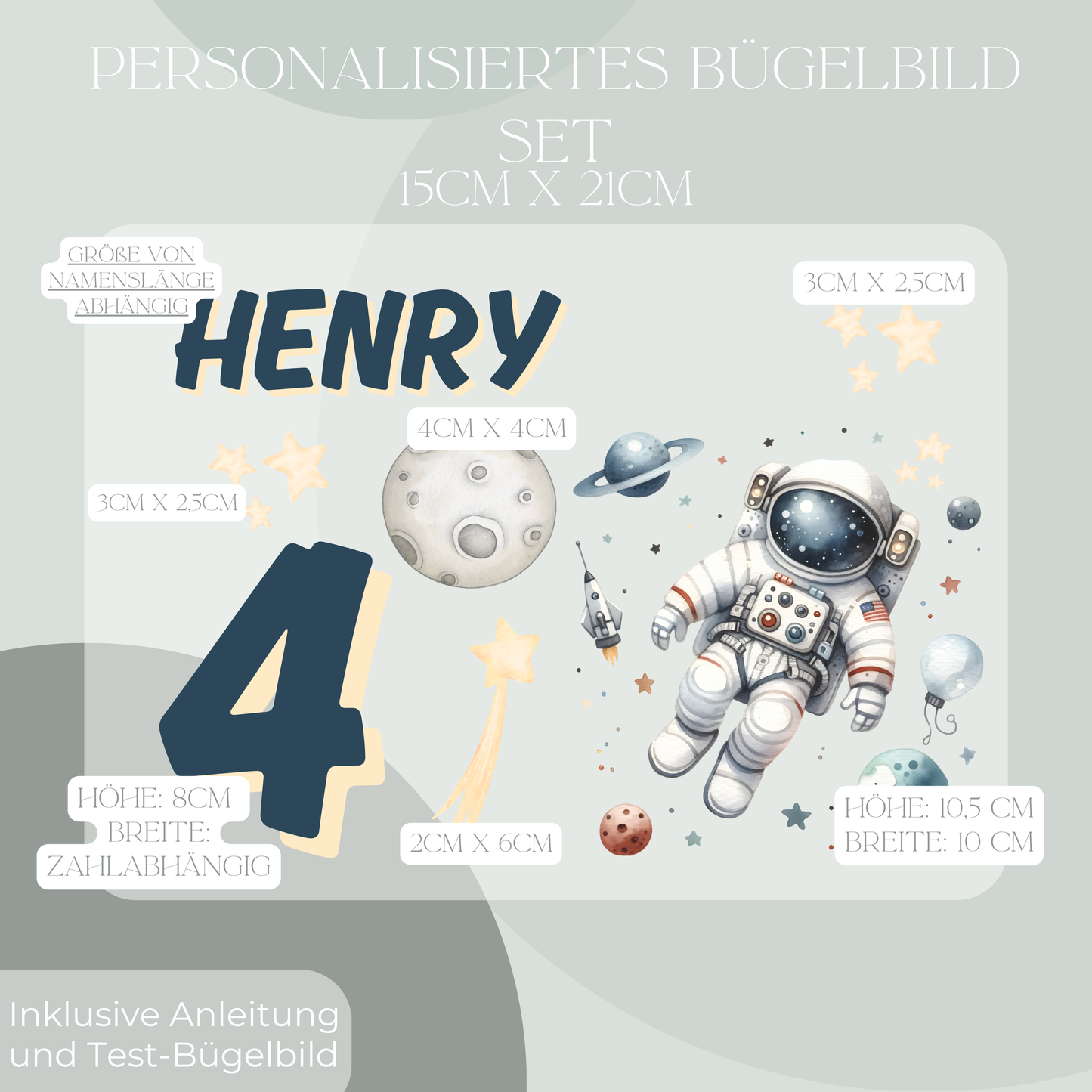 Personalisiertes Bügelbild-Set Astronaut