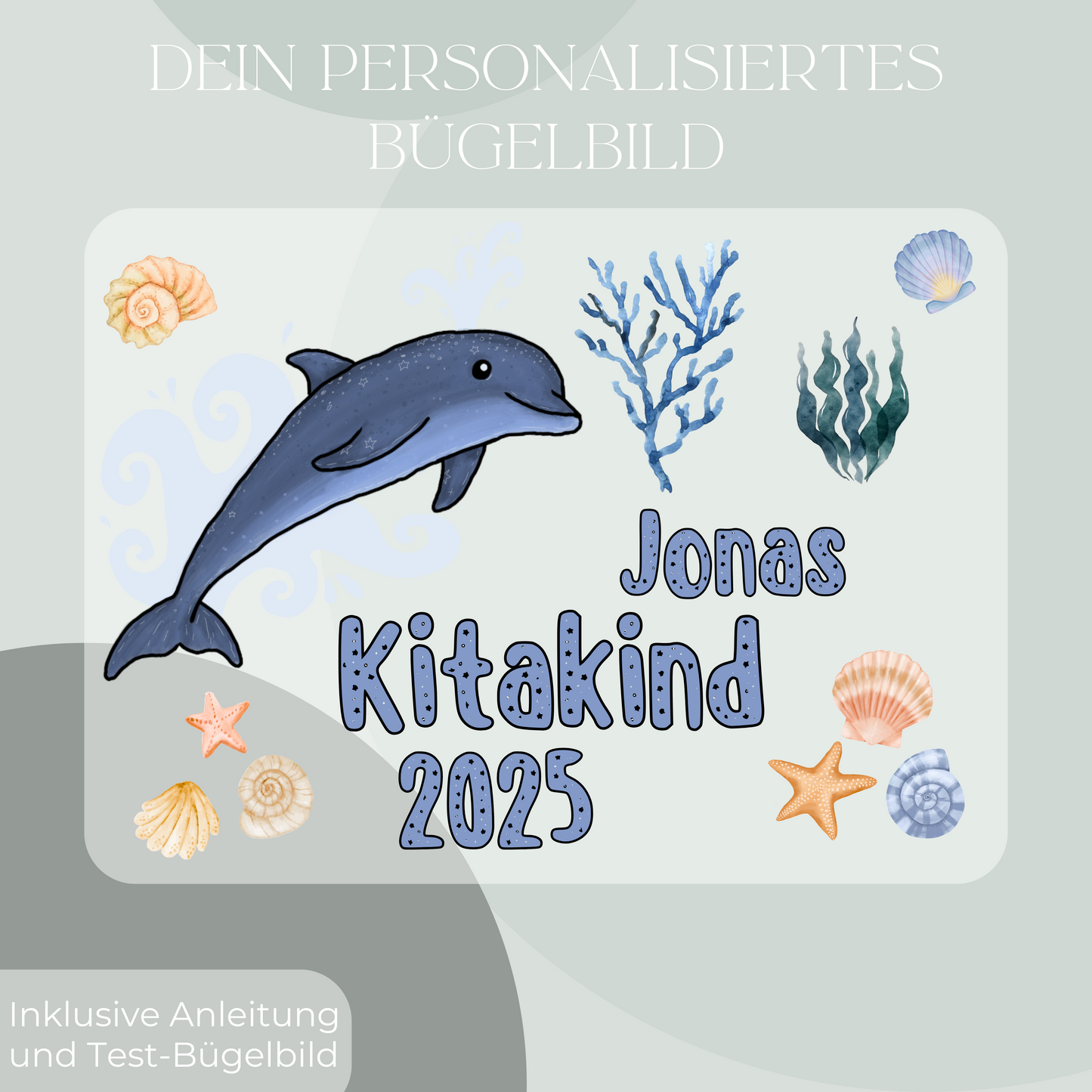 Personalisiertes Bügelbild-Set Kitakind 2025 Delfin