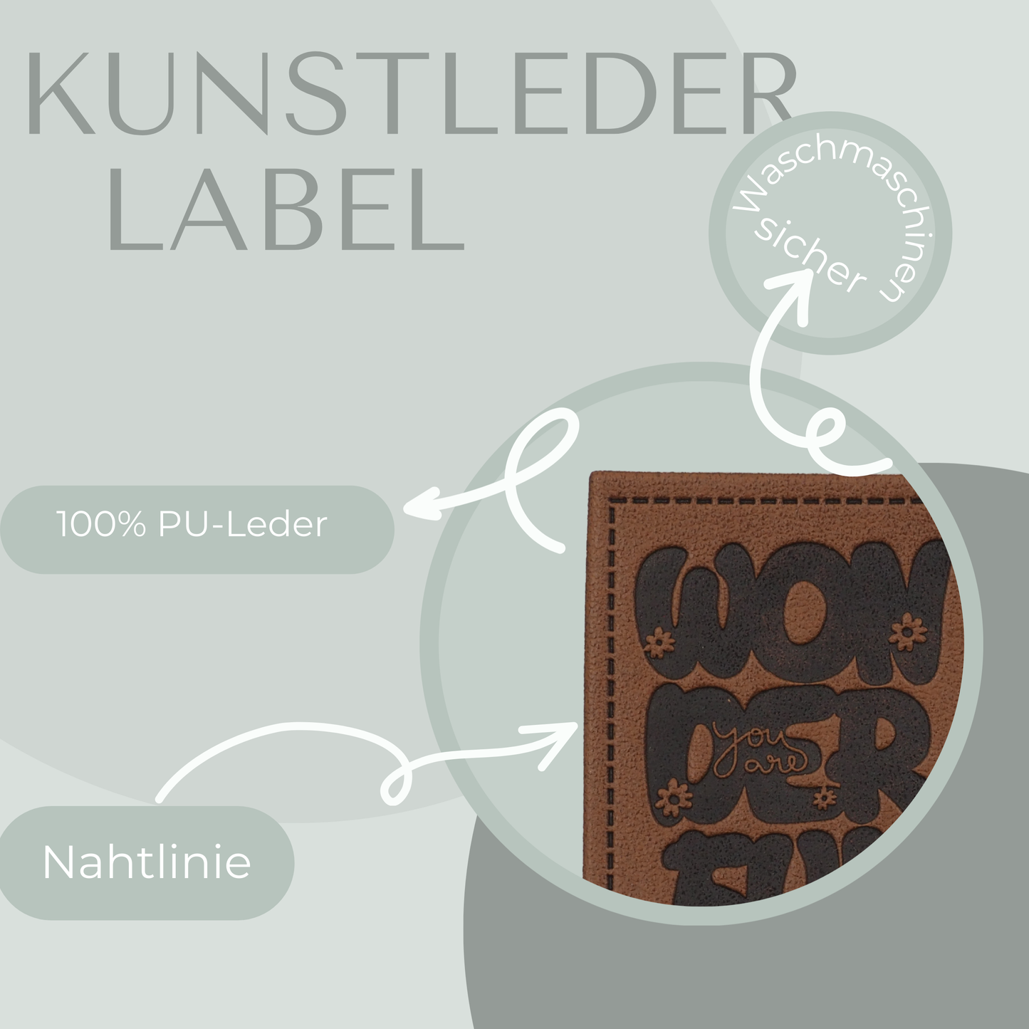"Wonderful" Kunstlederlabel Kunstleder Label Eigenproduktion