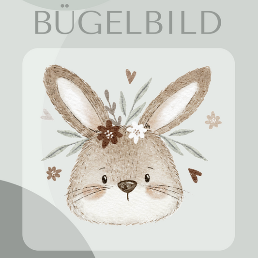 Bügelbild Hase beige