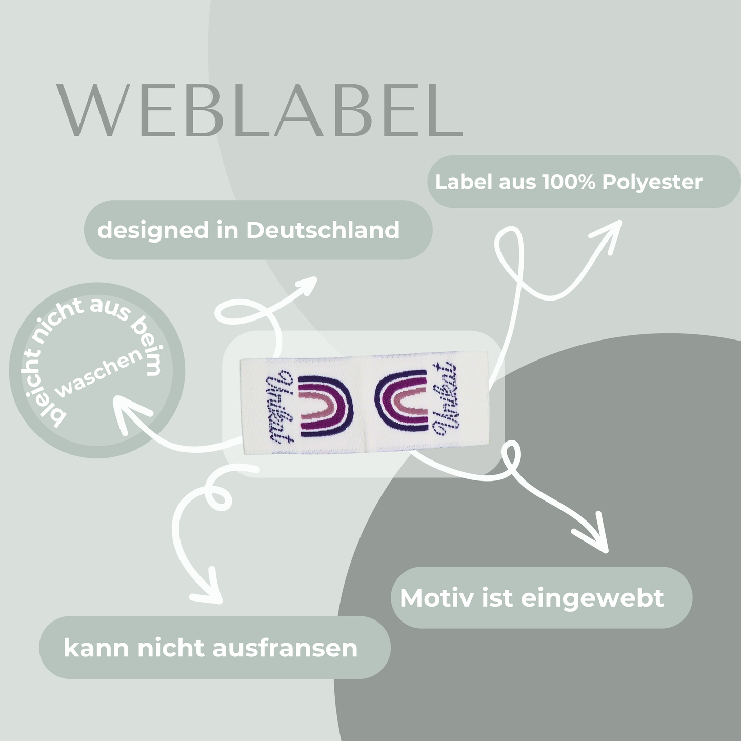 Unikat Lila Web Label gewebt Eigenproduktion
